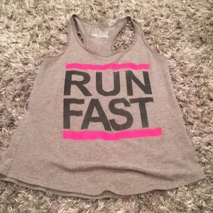 Grey run fast racer back tank